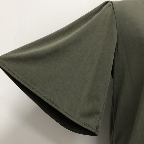 Gyft Tie Front Modal Blouse Army Green Size Medium - Picture 3 of 8